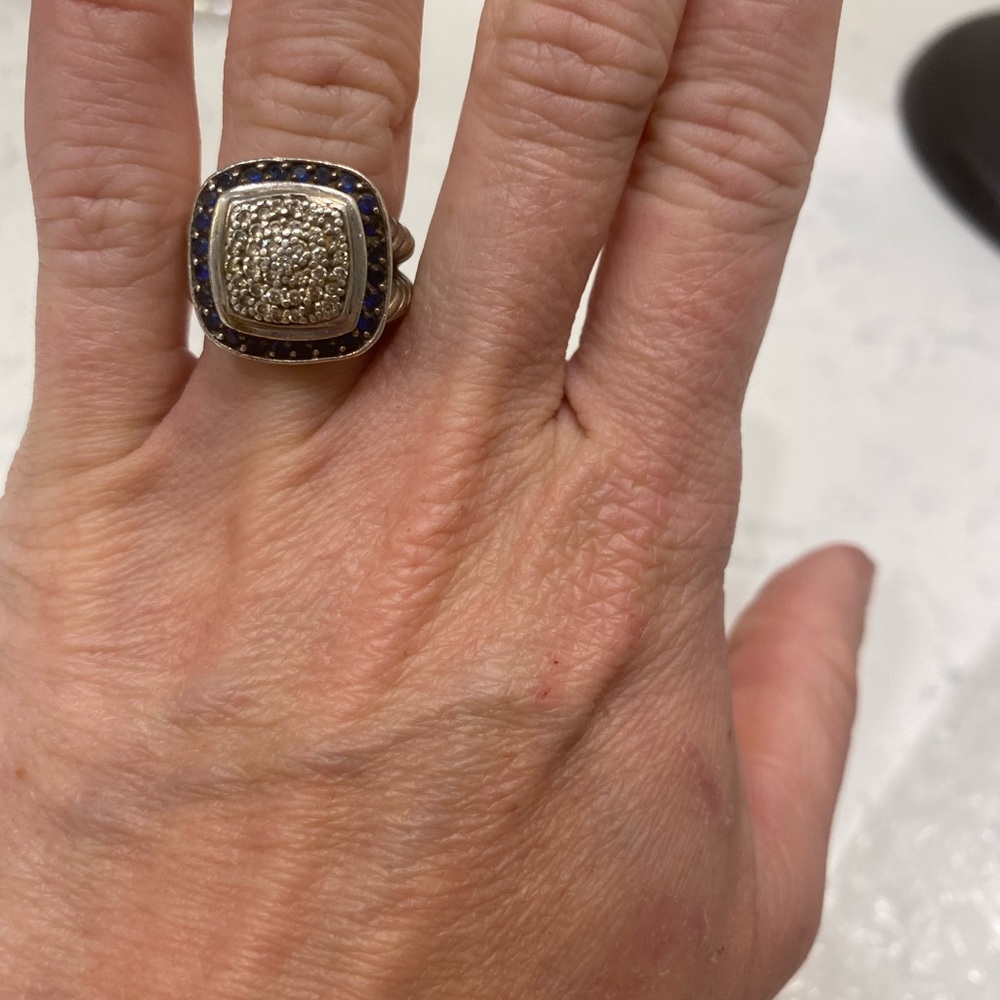 David Yurman Albion Diamond &Sapphire Ring Sz 5.5